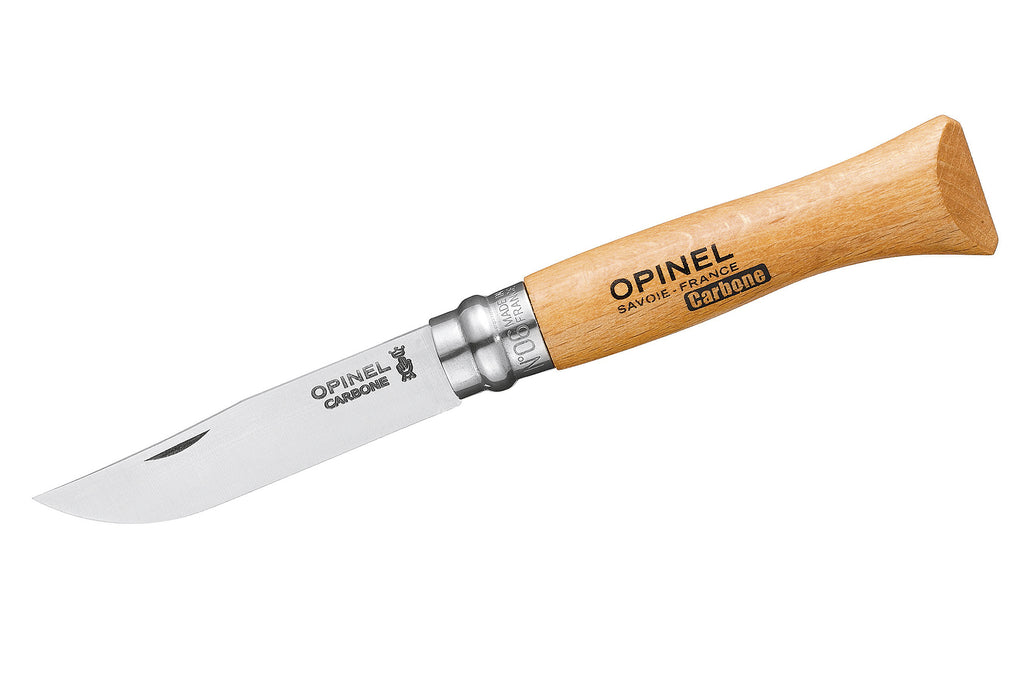 OPINEL Messer No 06 Carbon Griff Buche 7,2cm lange Carbonstahlklinge