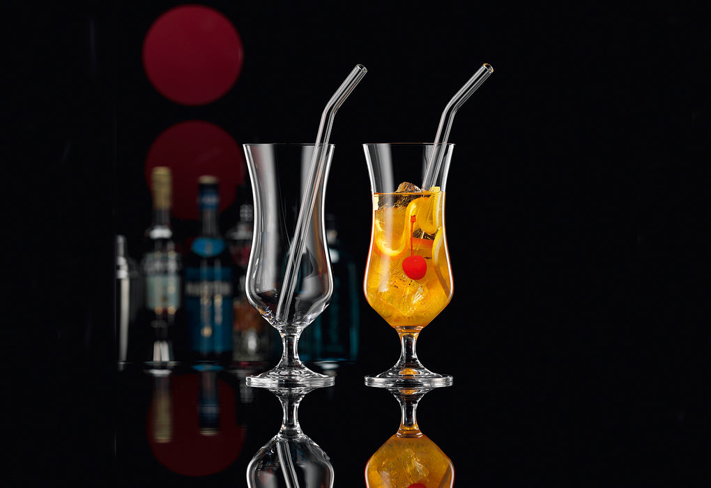 BOHEMIA Selection Cocktailglas 420ml mit Glastrinkhalm 23cm 2er Set