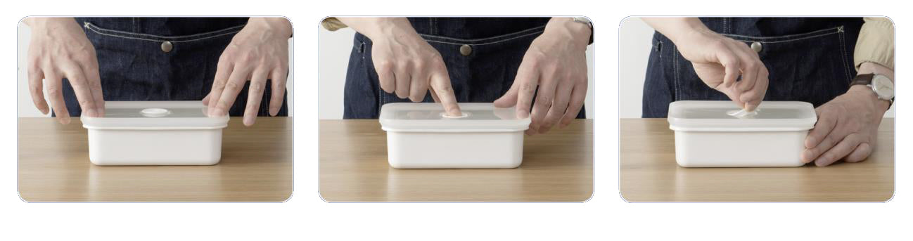 Universelle Frischhaltedose aus Emaille, verwendbar auch als Ofen- und Auflaufform, mit Vakuum-Aromadeckel , Flach - Größe M, 750 ml Fassungsvermögen