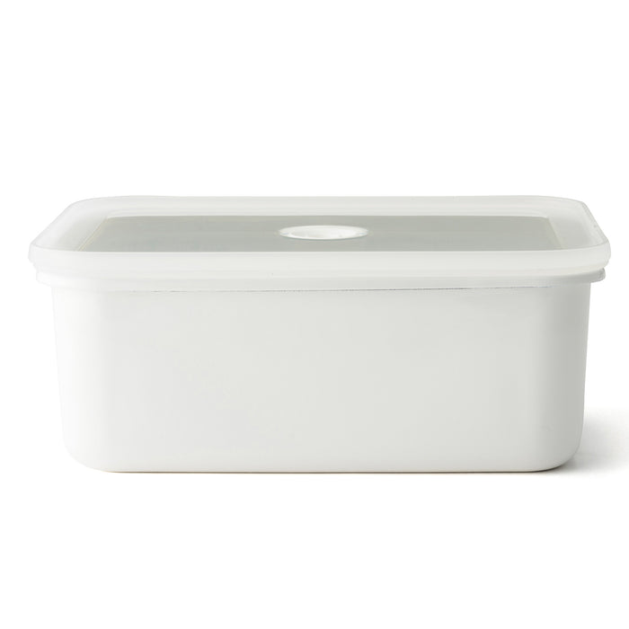 Universelle Frischhaltedose aus Emaille, verwendbar auch als Ofen- und Auflaufform, mit Vakuum-Aromadeckel , Tief - Größe XL, 2,6 Liter Fassungsvermögen
