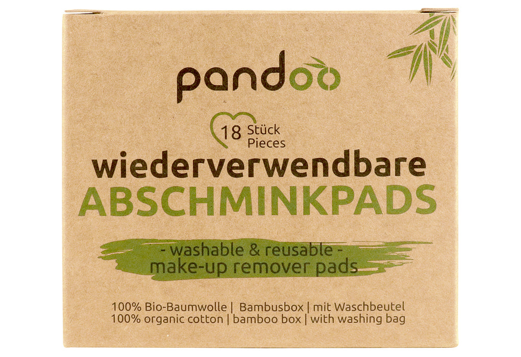 PANDOO Abschminkpad Bio-Baumwolle in Aufbewahrungsbox Ø8cm 18er Set