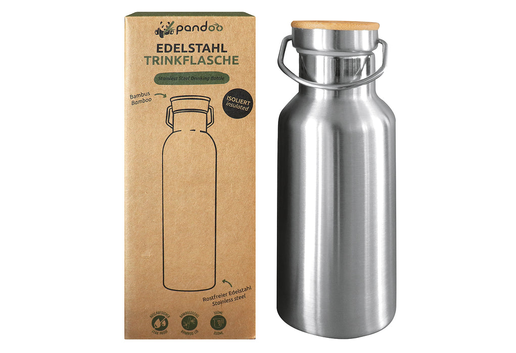 PANDOO Trinkflasche isoliert Edelstahl 350ml