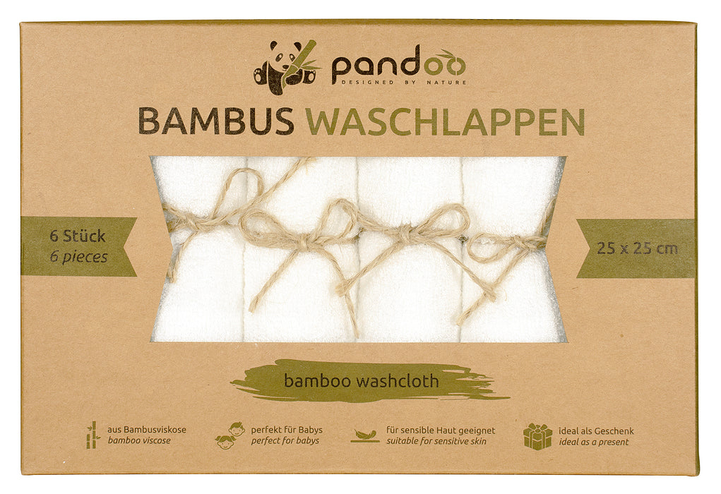 PANDOO Bambus Waschlappen 25x25cm 6er Set