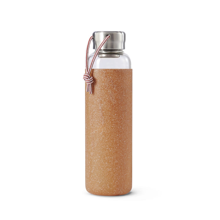 Stylische To-Go Flaschen aus Glas - für pures Trinkvergnügen. Mit Schutzhülle aus 30% Holzfaser. 600 ml.