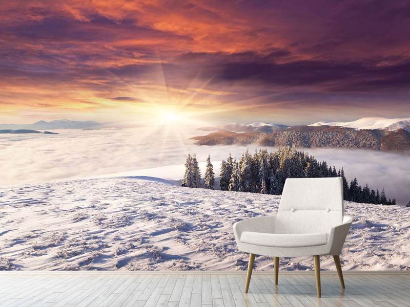 Fototapete Sonnenaufgang Winterlandschaft