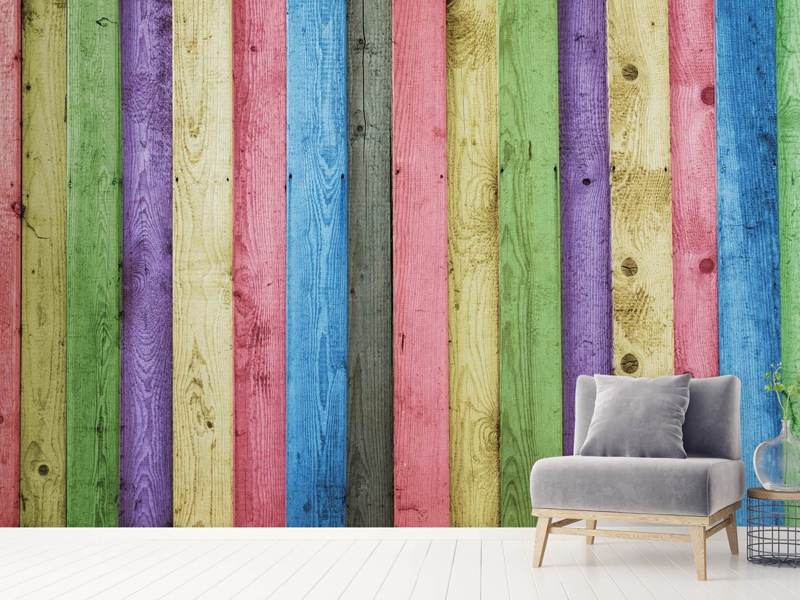 Wall Mural Colorful wood